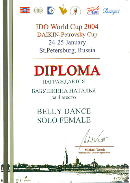 Диплом Амрита "IDO World Cup 2004"